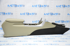 Console central armrest Acura TLX 15-17 leather beige, scratches, whitened plastic