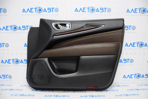 Door trim card front right Infiniti JX35 QX60 13-15 black with brown inserts