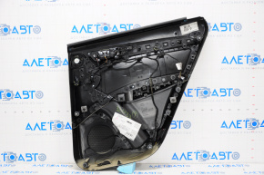 Door trim card rear left Audi Q5 8R 09-17 black with brown insert, rubber armrest, molding under wood gloss, scratches, broken fastener