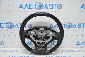 Naked steering wheel Lexus RX350 RX450h 13-15 rest leather black with wood, no buttons, scratch on wood