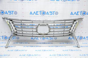 Radiator grill grill Lexus RX350 RX450H 13-15 rest, without emblem, broken molding, cracks, broken grill
