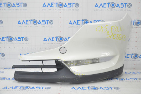 Front bumper bare Mazda CX-5 17-25 white missing right part, tears, cracks, scratches, broken fasteners