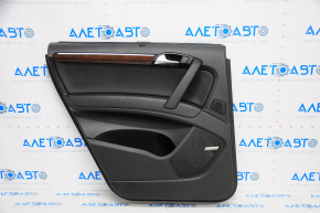 Door trim card rear left Audi Q7 4L 10-15 black with black insert leather, rubber armrest, molding under wood gloss, BOSE, with curtain and backlight, scratches