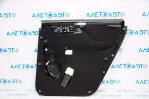 Door trim card rear left Audi Q7 4L 10-15 black with black insert leather, rubber armrest, molding under wood gloss, BOSE, with curtain and backlight, scratches