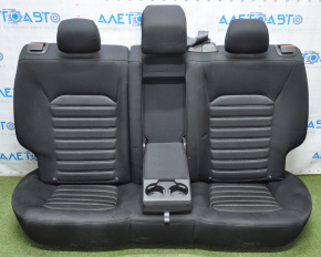 Rear row of seats 2 row Ford Fusion mk5 13-15 cloth black, white stitching, faded, scratches, broken fragment