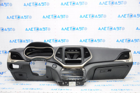 Torpedo front panel without AIRBAG Jeep Cherokee KL 14-23 black with overlay and glove compartment