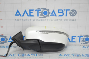 Left side mirror complete Nissan Rogue 14-16 5 pins, turn signal, white QAB