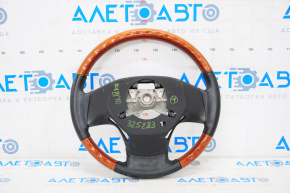Bare steering wheel Lexus RX350 RX450h 10-15 leather black with wood, no buttons, worn leather, scratches on wood