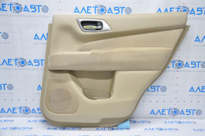 Door trim card rear right Nissan Pathfinder 13-16 cloth beige, plastic turned white