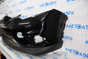 Front bumper bare Nissan Rogue 14-16 black, broken fastener, rubbed
