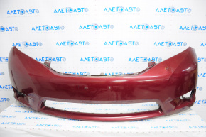 Front bumper bare Toyota Sienna 11-17 red, dented, broken fastener, not factory holes