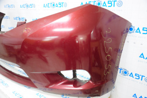 Front bumper bare Toyota Sienna 11-17 red, dented, broken fastener, not factory holes
