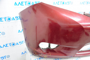 Front bumper bare Toyota Sienna 11-17 red, dented, broken fastener, not factory holes