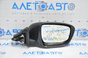 Side mirror right complete Nissan Rogue 14-16 5 pins, turn signal, black, crack in turn signal