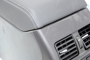 Console central armrest Subaru Legacy 15-19 leather black, heated, scratch, broken crepe