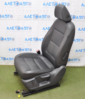 Driver's seat VW Tiguan 09-18 without airbag, electric + fur, leather black, crack on lining