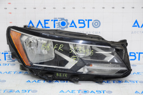 Headlight front right VW Passat b8 16-19 USA bare halogen, broken crepe, sand, water damage, opened