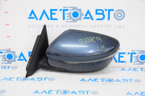 Left side mirror complete Nissan Rogue 14-16 5 pins, turn signal, blue