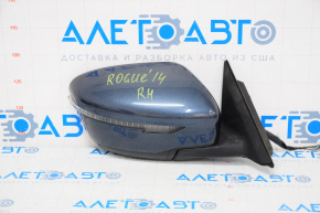 Side mirror right complete Nissan Rogue 14-16 5 pins, turn signal, blue