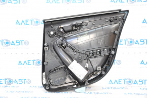 Door trim card rear left Audi A4 B8 13-16 rest black with beige insert leather, rubber armrest, molding under wood gloss, sedan, without curtain, scuffs, scratches, paint