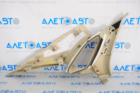 Upper right rear pillar trim Lincoln MKZ 13-16 beige, broken mount, needs re-stitching, plastic turned white