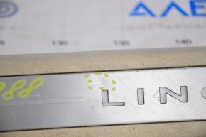 Door sill trim front left Lincoln MKZ 13-16 chrome with backlight, beige, scratches, bumps, broken crepe