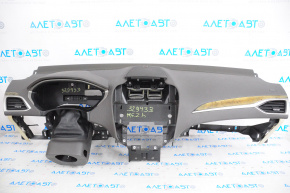 Torpedo front panel without AIRBAG Lincoln MKZ 13-20 black with beige overlays