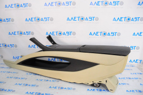Central console armrest Lincoln MKZ 13-16 leather beige, worn