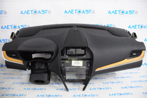 Torpedo front panel without AIRBAG Lincoln MKC 15-19 black, wood insert, under sensor