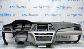Dashboard front panel without AIRBAG Hyundai Sonata 15-17 gray inlay, scratches