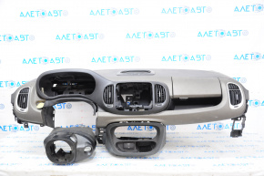 Torpedo front panel without AIRBAG Fiat 500L 14-14 prerest, black with graphite inserts, without plugs