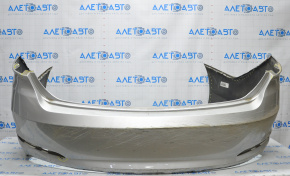 Rear bumper bare Hyundai Sonata 15-17 silver, right part is dented, fasteners are broken, dents, fractures