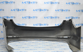 Rear bumper bare Hyundai Sonata 15-17 silver, right part is dented, fasteners are broken, dents, fractures