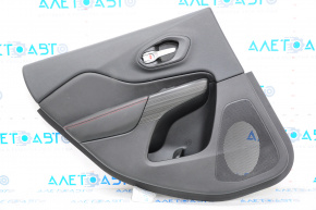 Door trim card rear left Jeep Cherokee KL 14-18 black with black insert leather, armrest leather, red stitching, dented