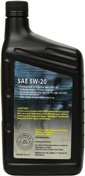 Motor oil Mazda 5W-20 0.946l SP synthetic