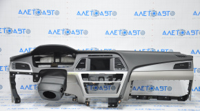 Dashboard front panel without AIRBAG Hyundai Sonata 15-17 gray overlays, worn