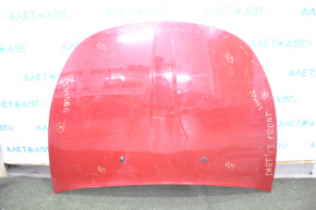 Hood bare Dodge Dart 13-16 red PRM, painted 0.5 - 0.4, paint swelled, pokes