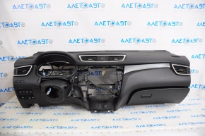 Torpedo front panel with AIRBAG Nissan Rogue 14-20 black Bose, with overlay and glove compartment