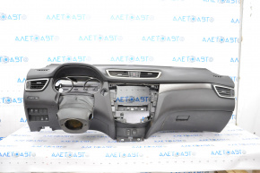 Torpedo front panel with AIRBAG Nissan Rogue 14-20 black, with overlay and glove compartment