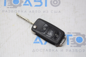 Key VW Jetta 11-17 USA 4 buttons, folding, worn without emblem