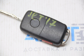 Key VW Jetta 11-17 USA 4 buttons, folding, worn without emblem