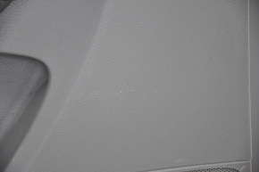 Door trim card rear left Acura MDX 14-20 gray with gray insert leather, armrest leather, molding under wood gloss, curtain, scratches