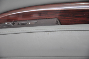 Door trim card front right Acura MDX 14-16 gray with gray insert leather, armrest leather, molding under wood gloss, scratches, scuffs