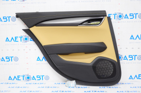 Door trim card rear left Cadillac ATS 13- black with beige insert leather, armrest leather, molding black scratch gloss, scratch on leather
