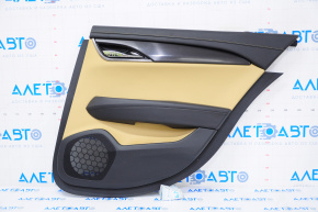 Door trim card rear right Cadillac ATS 13- black with beige insert leather, armrest leather, molding black scratch gloss