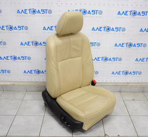Passenger seat Toyota Avalon 13-14 with airbag, electric, heated, beige leather, cracks in leather