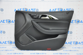 Door trim card front right Infiniti QX30 17-19 plastic and leather black, worn leather