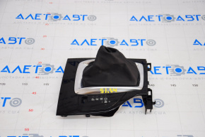 Mazda 3 14-15 BM shifter pad black with gray insert, chrome swelled
