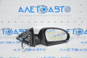 Right side mirror complete Kia Optima 16-18 8 pins, turn signal, white, scratches, dented, turn signal not broken