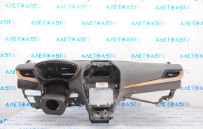Torpedo front panel without AIRBAG Lincoln MKC 15-19 brown, wood inserts, scratches